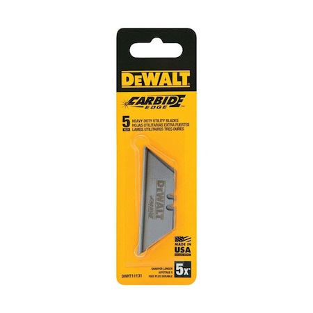 Stanley DeWalt Carbide Edge Steel Heavy Duty Utility Blade 2-1/2 in. L 5 pc DWHT11131